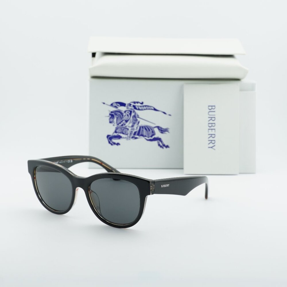 Burberry BE4432U 412187 Square Sunglasses - Black on Vintage/Grey